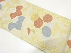 アンティーク　菊・桐模様織り出し袋帯（材料）